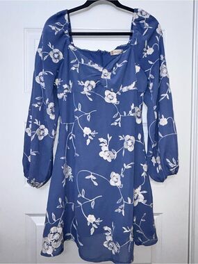 Altar’d State Embroidered Floral Print Long Sleeve A-Line Dress